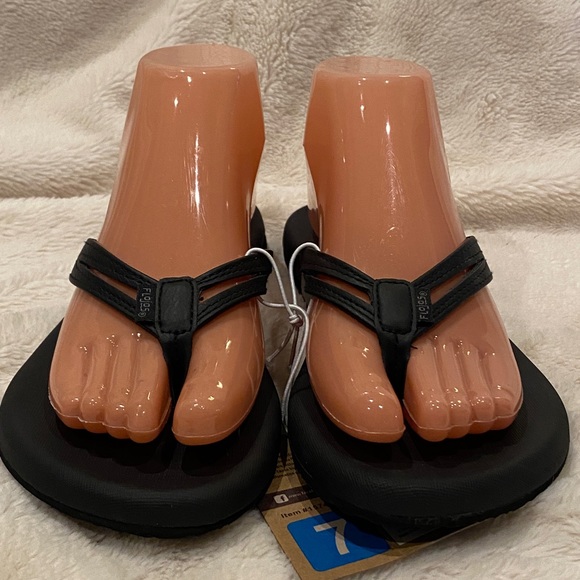 Women's FloJos Very Comfortable Flip-Flops FlipFlops Thong Sandals Black 7 NWT - Picture 4 of 11